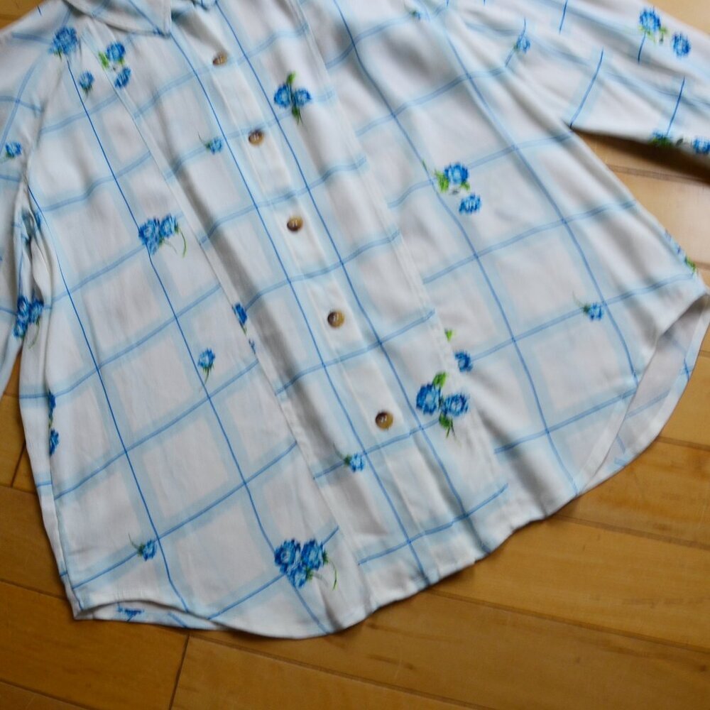 Free People Window to My Heart Floral Striped Button Down Shirt White S - Picture 5 of 11